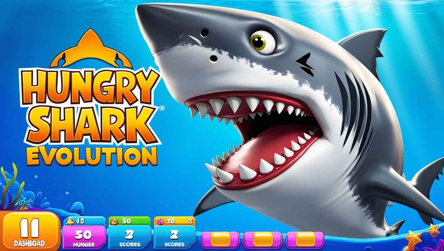 1. Screenshot of Hungry Shark Evolution showcasing unlimited ocean and money features in the mod version. 2. Image from Hungry Shark Evolution displaying gameplay with unlimited ocean and money in the mod APK. 3. Visual representation of Hungry Shark Evolution, highlighting the mod's unlimited ocean and money capabilities.