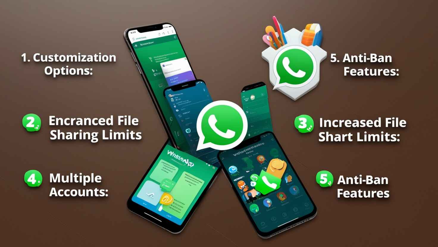 1. An illustration highlighting WhatsApp as the leading messaging app, showcasing its key features and user popularity. 2. A visual representation of WhatsApp, emphasizing its status as the most popular messaging app and its essential features. 3. An image depicting WhatsApp, the top messaging application, with a focus on its key features and widespread usage.